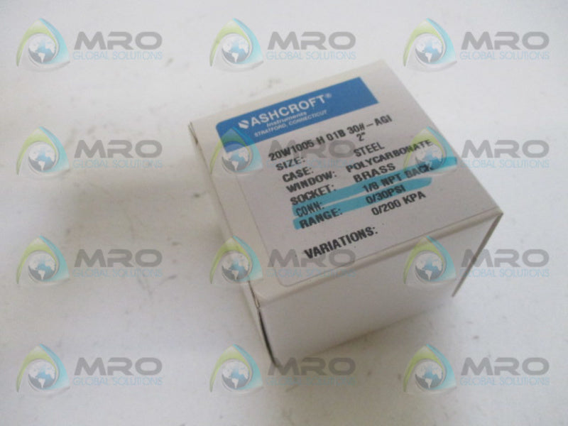 ASHCROFT 20W1005H01B-30#-AGI PRESSURE GAUGE 0-30 PSI 0-200 KPA NSMP