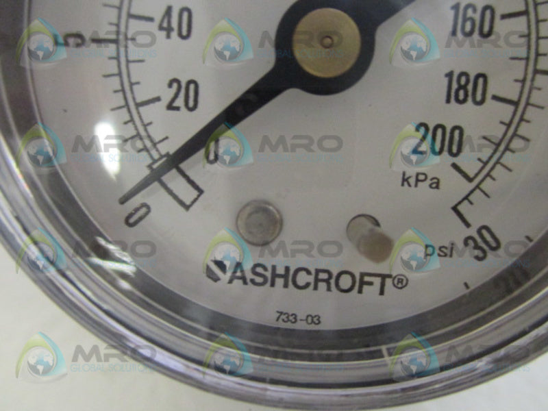 ASHCROFT 20W1005H01B-30#-AGI PRESSURE GAUGE 0-30 PSI 0-200 KPA NSMP