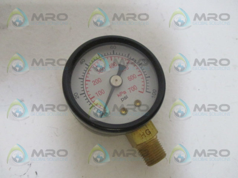 GRAINGER 5WX98 GAUGE 1/2" 100PSI NSMP