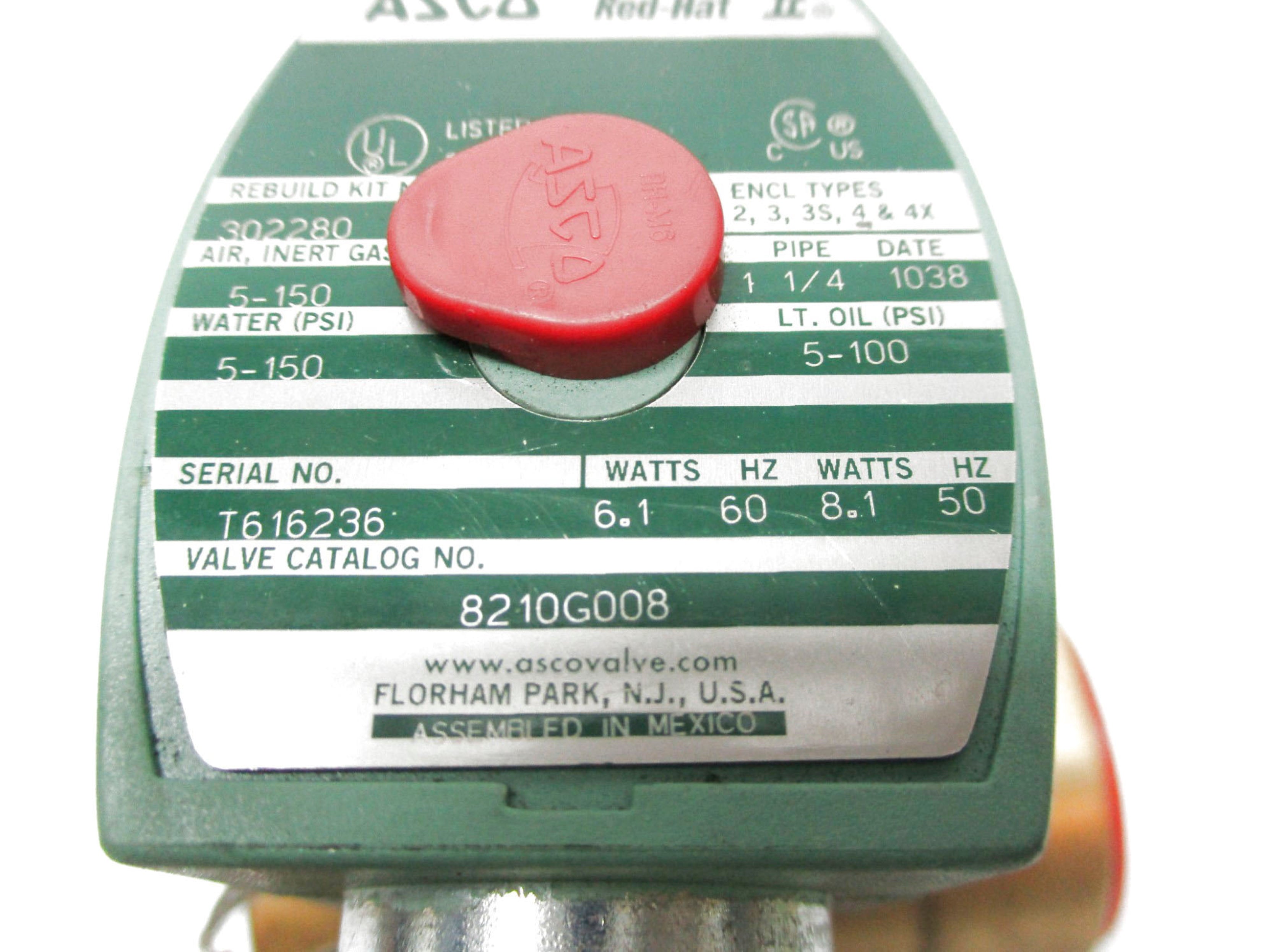 ASCO 8210G008 110/20V 5-150PSI 1-1/4" NSMP