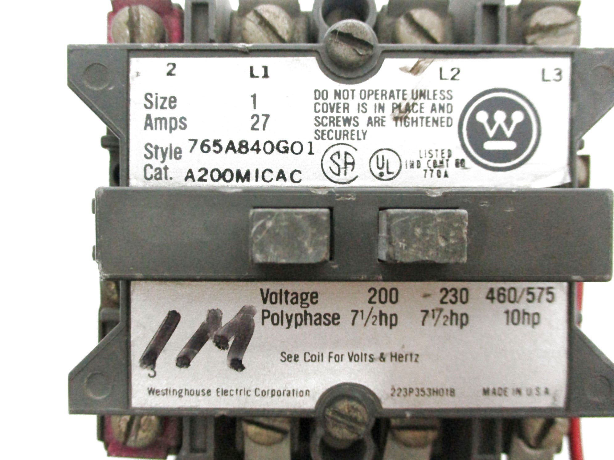 WESTINGHOUSE A200M1CAC 110/120V (AS PICTURED) UNMP