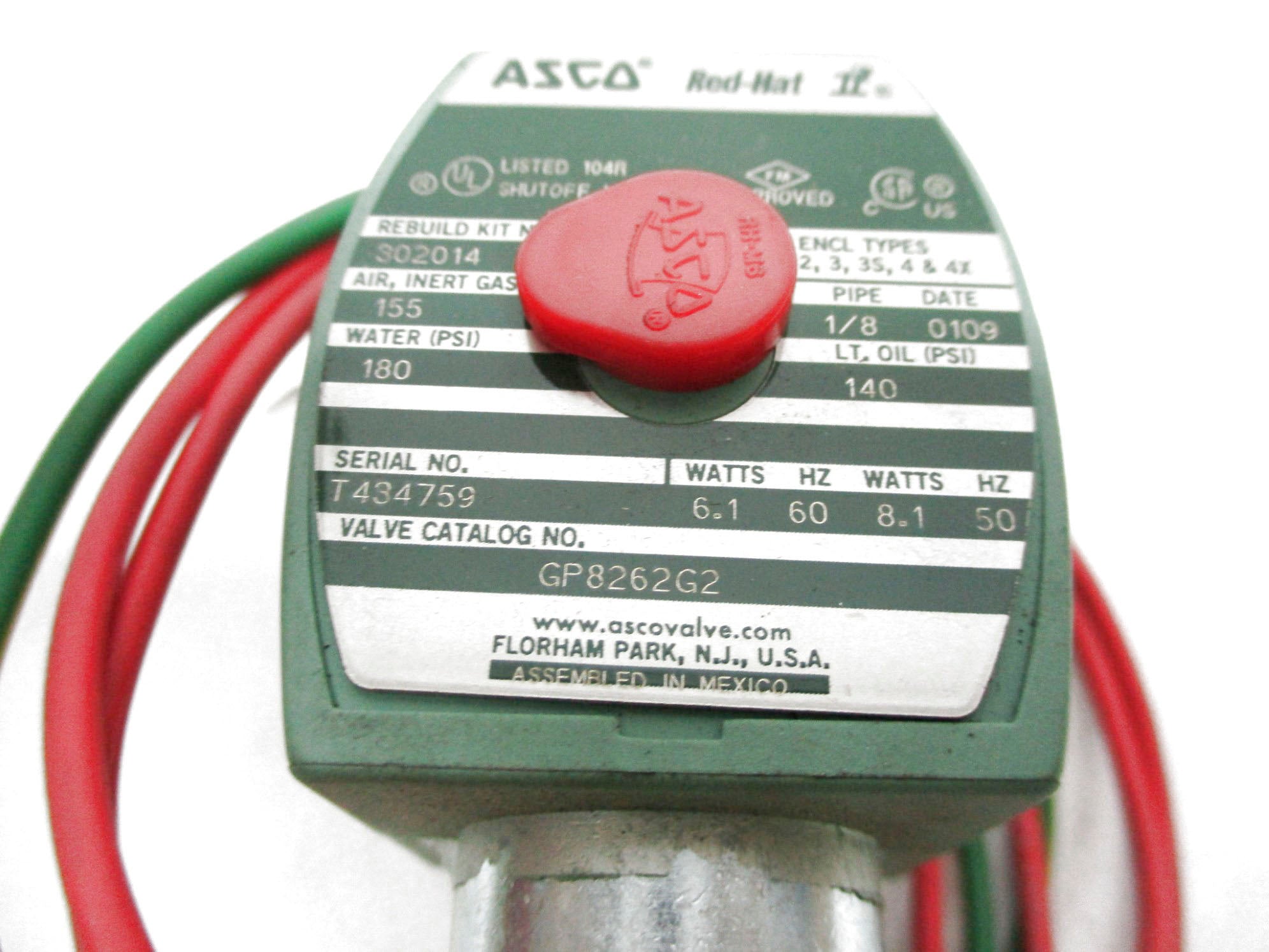 ASCO GP8262G2 120/60 110/50 180PSI NSMP