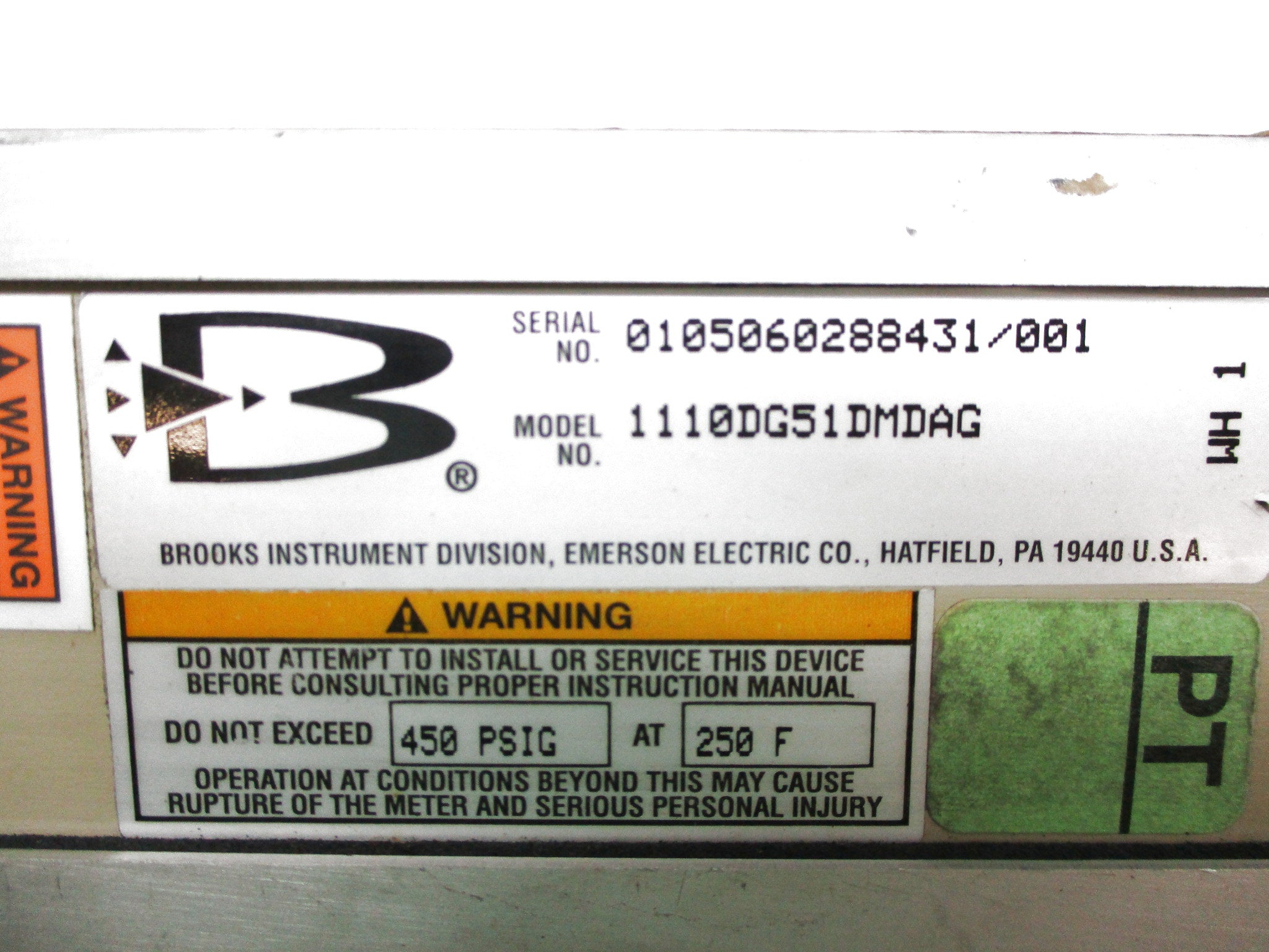 BROOKS INSTRUMENT 1110DG51DMDAG UNMP