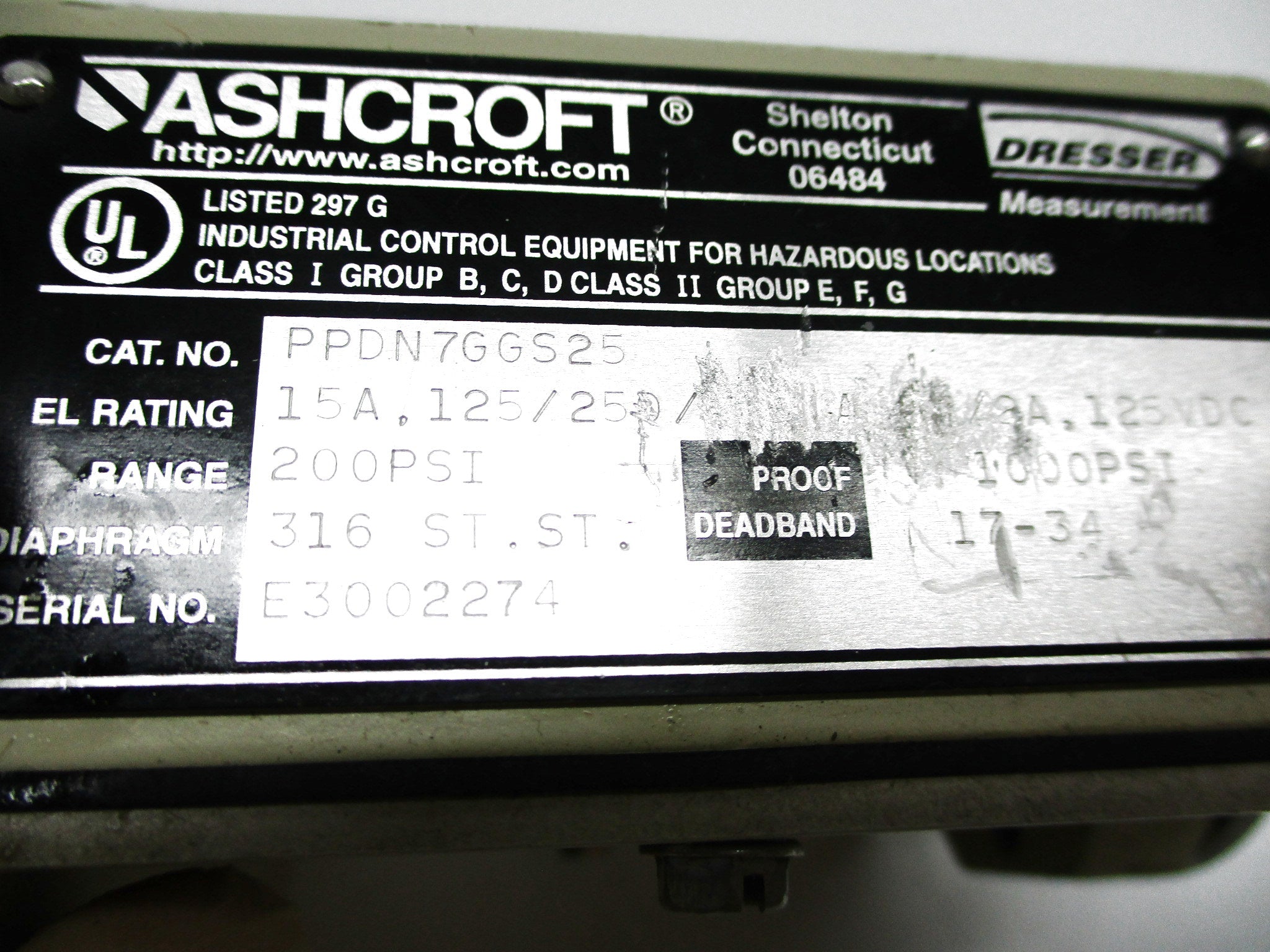 ASHCROFT PPDN7GGS25 UNMP