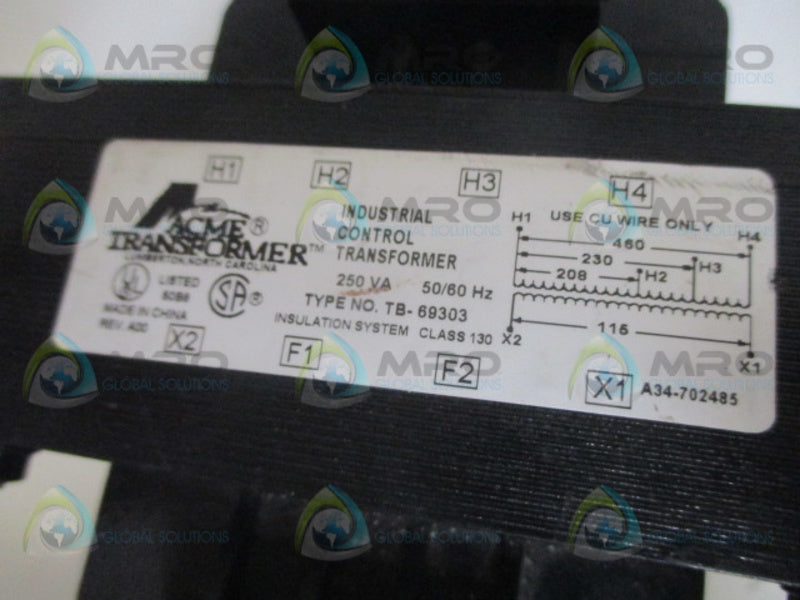 ACME TRANSFORMER TB-69303 TRANSFORMER 250VA *NEW NO BOX*