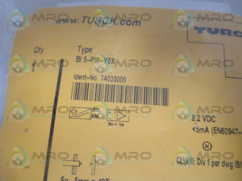 TURCK BI5-P18-Y0X INDUCTIVE SENSOR 8.2VDC NSMP