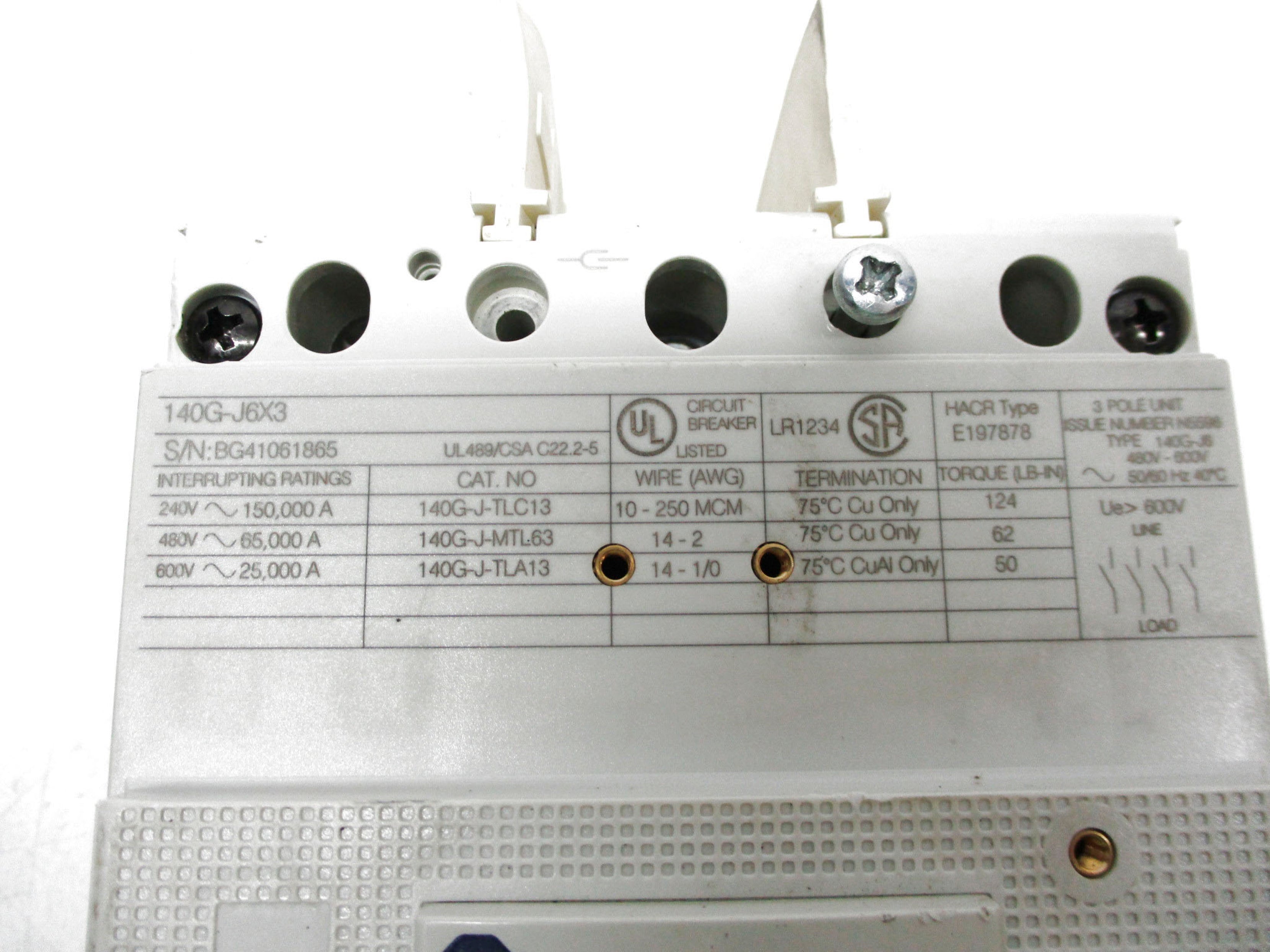 ALLEN BRADLEY 140G-J6F3-D25-KJ SER. A 250/2500A UNMP