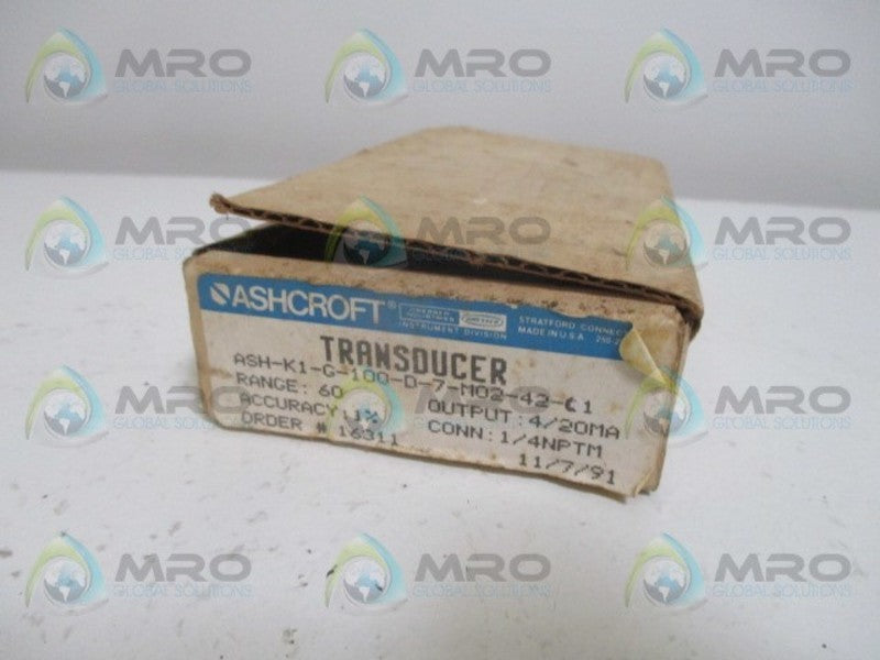 ASHCROFT ASH-K1-G-100-D-7-M020420C1 TRANSDUCER NSMP