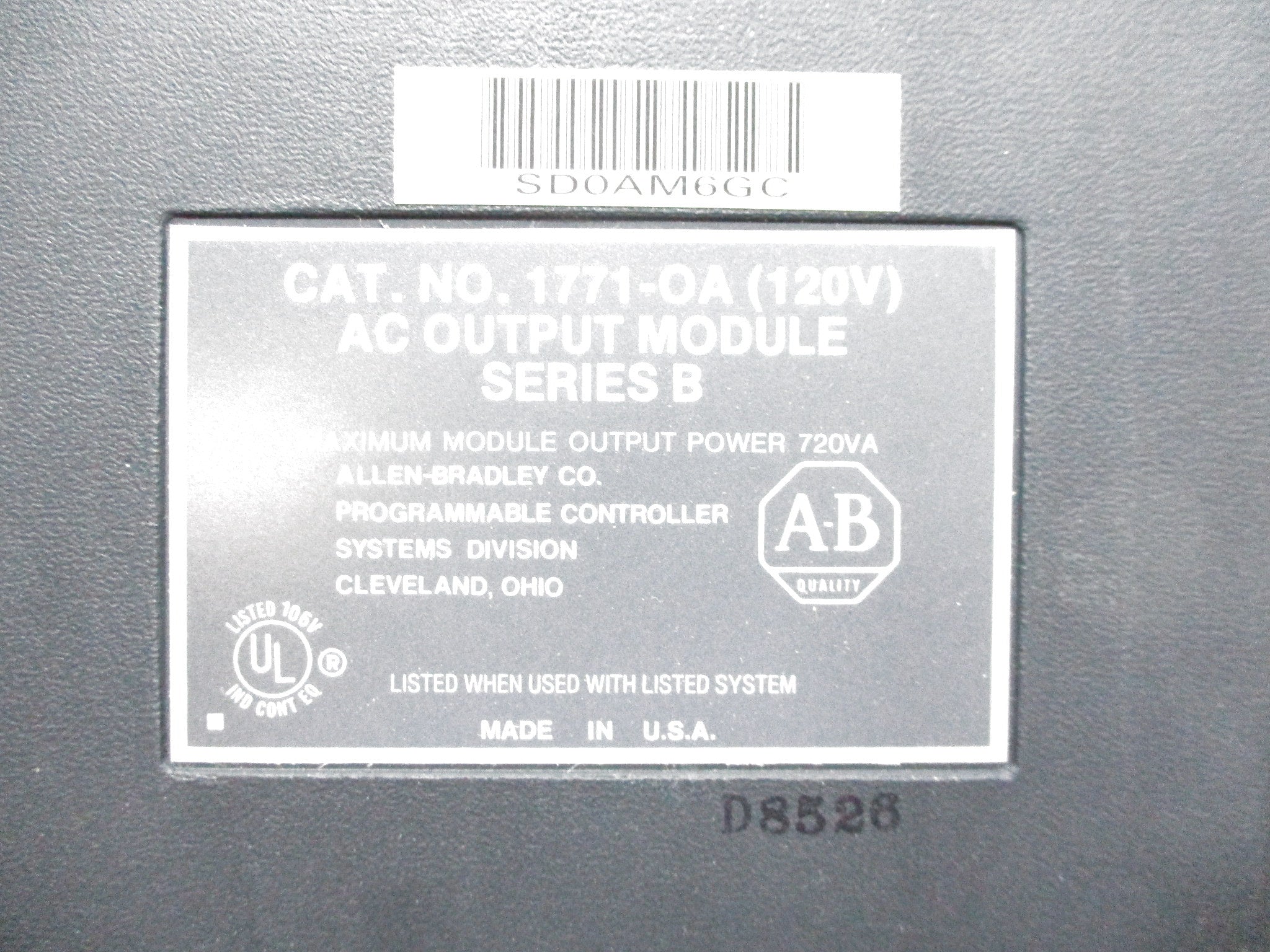 ALLEN BRADLEY 1771-OA SER. B 120VAC UNMP