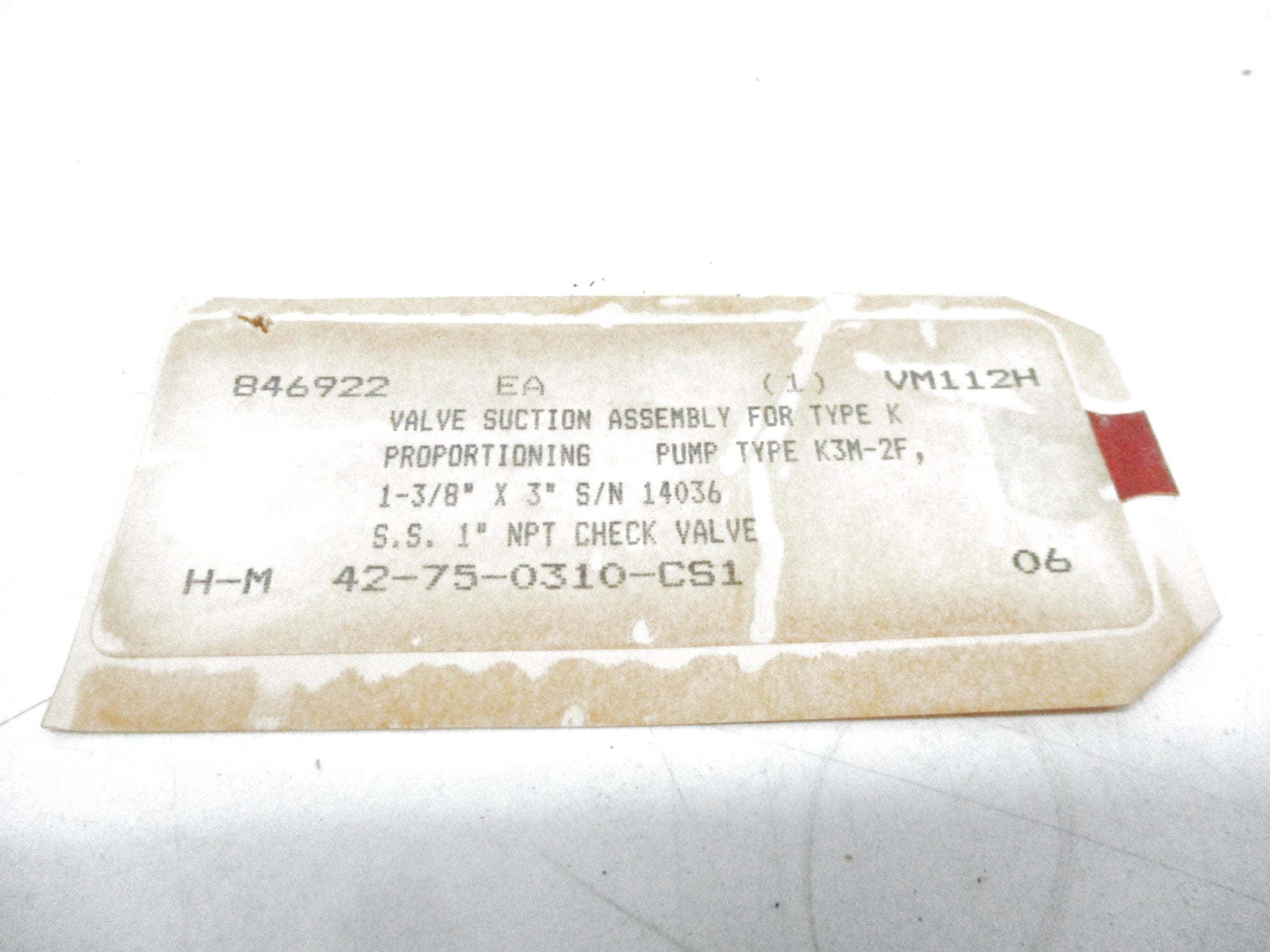 VALVE 42-75-0310-CS1 UNMP