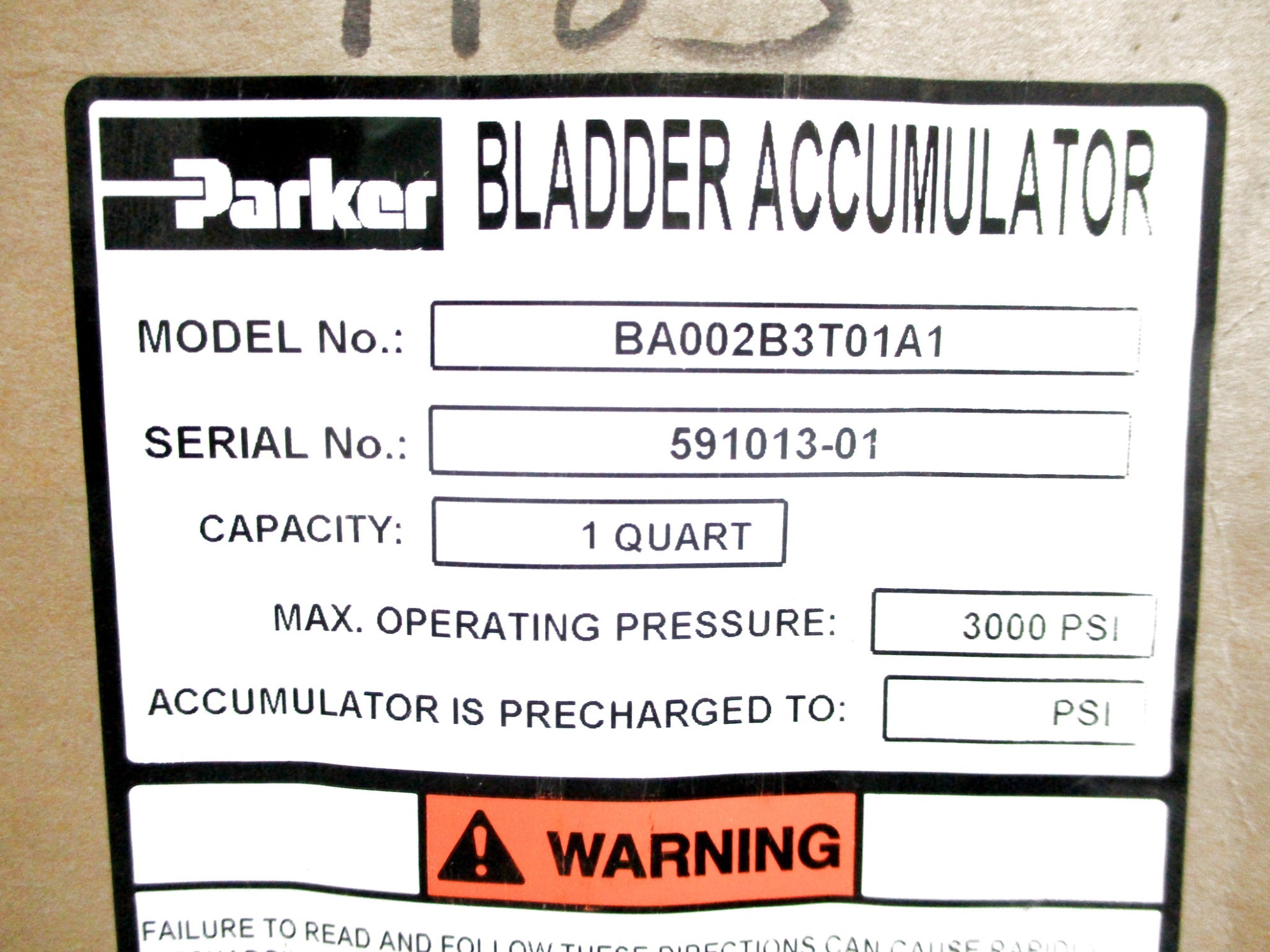 PARKER BA002B3T01A1 3000PSI NSMP