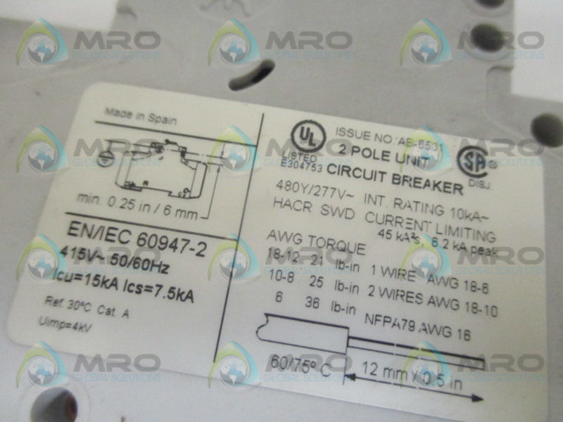 SPRECHNER + SCHUH L9-10/2/D CIRCUIT BREAKER 10A UNMP