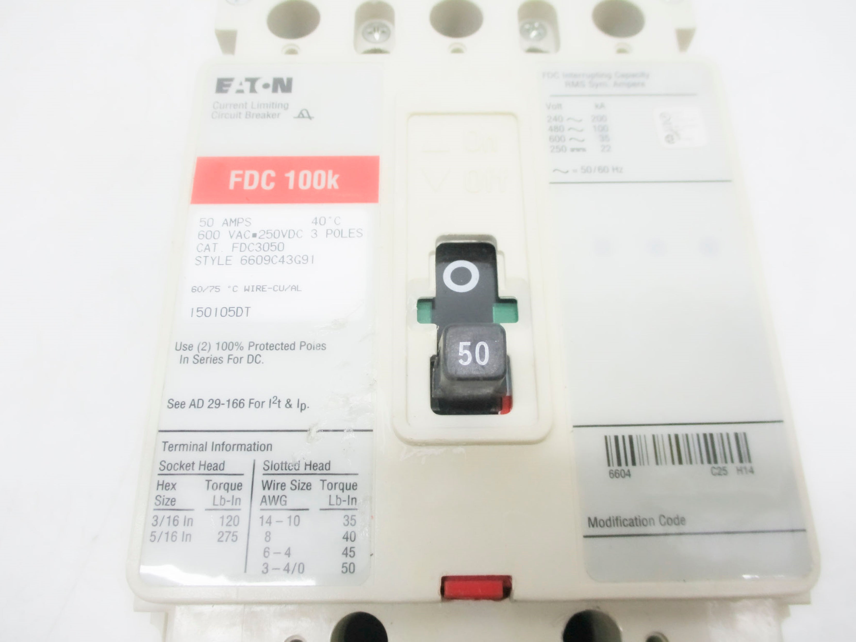 EATON FDC3050 50A 600VAC UNMP
