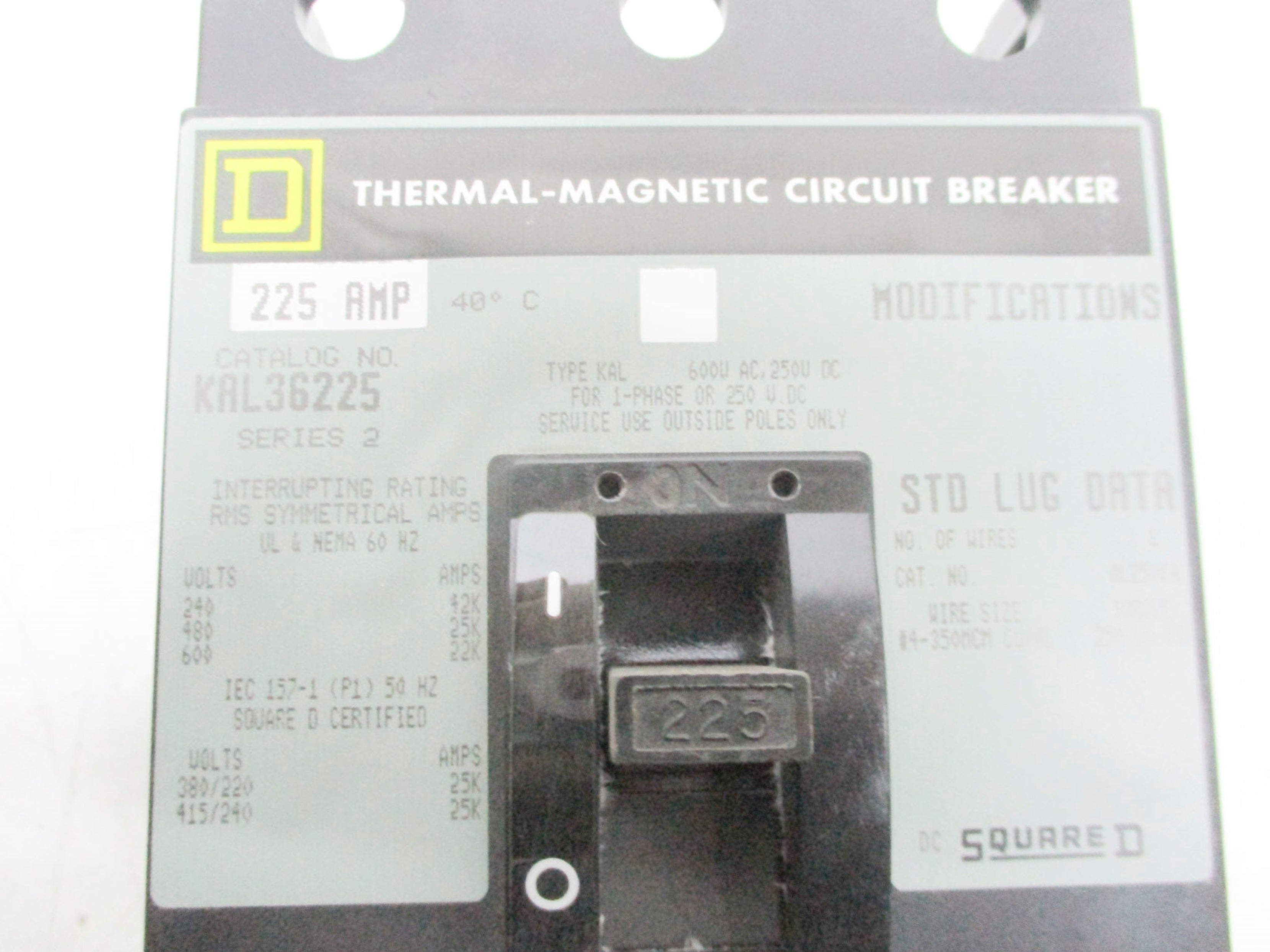 SQUARE D KAL36225 600V 225A (GREY) NSMP