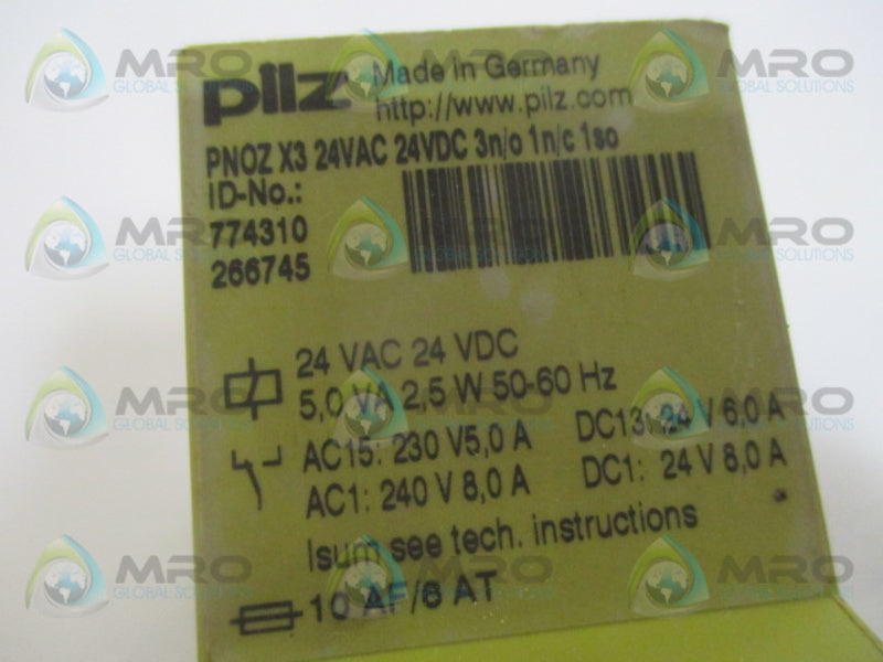PILZ PNOZX324VAC24VDC3N/01N/C1S0 SAFETY SWITCH 24V NSNP
