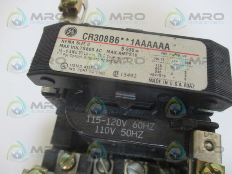 GENREAL ELECTRIC CR308B61AAAAAA STARTER 115-120V/110V UNMP