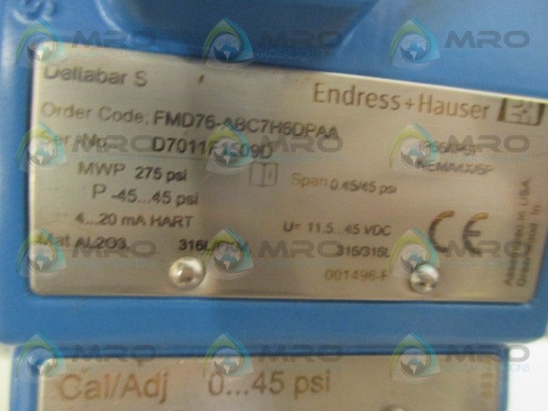 ENDRESS+HAUSER FMD76-ABC7H6DPAA PRESSURE TRANSMITTER NSNP