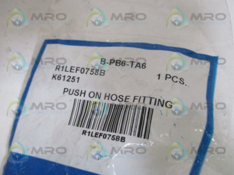 SWAGELOK B-PB6-TA6 PUSH ON HOSE FITTING NSMP