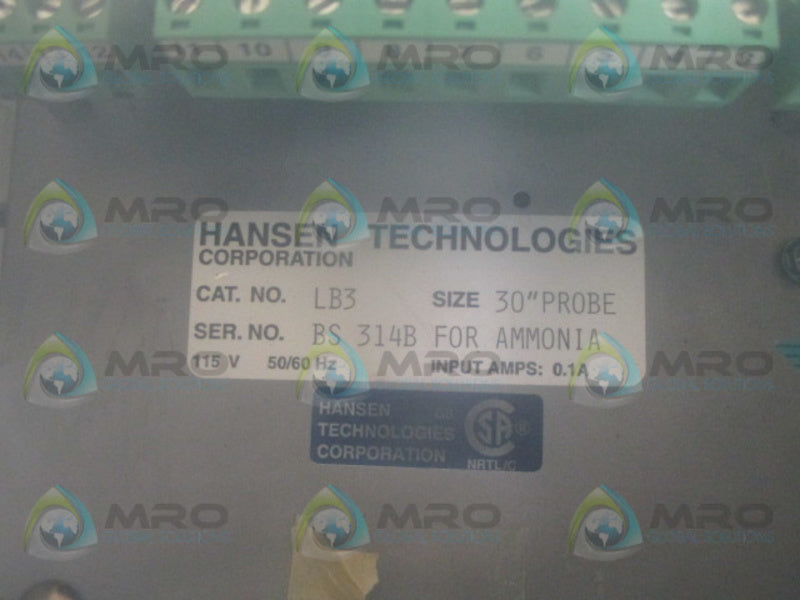 HANSEN LBS ENCLOSURED BOARD 30" PROBE 115V (AS PICTURED) UNMP
