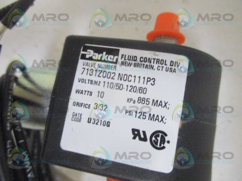 PARKER 7131Z002N0C111P3 SOLENOID 110/120V (AS PICTURED) NSMP