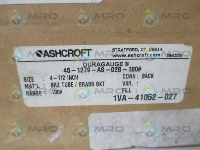 ASHCROFT 1VA-41052-027 GAUGE 100 PSI NSMP