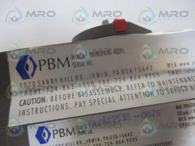 PBM PAVBL253S-0075 ACTUATOR VALVE NSNP