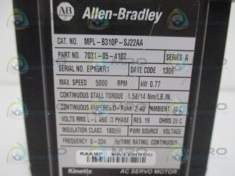 INDUSTRIAL SPARE PART MPL-B310P-SJ22AA SER. A AC SERVO MOTOR NSNPNO BOX
