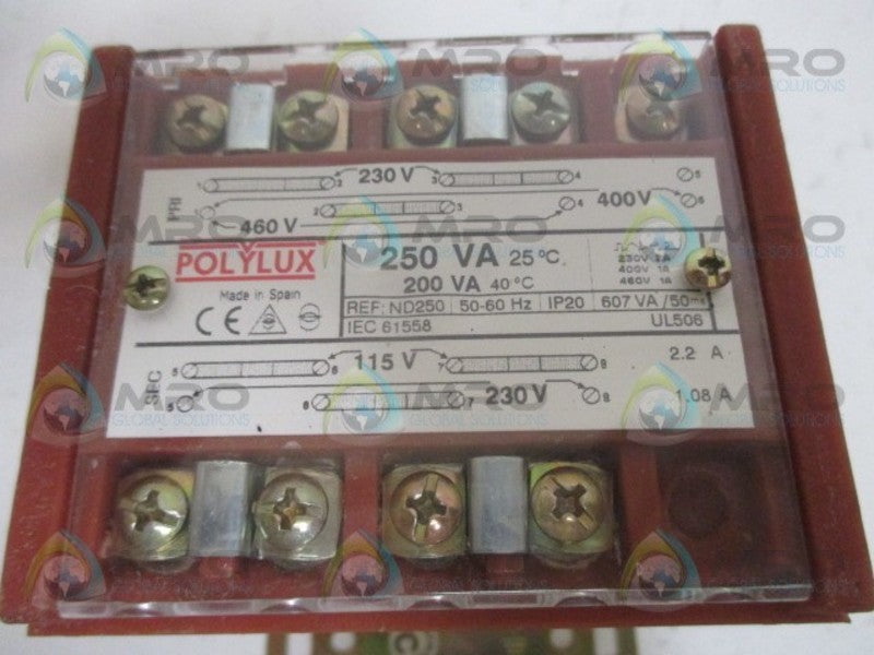 POLYLUX ND250 TRANSFORMER 250VA NSMP