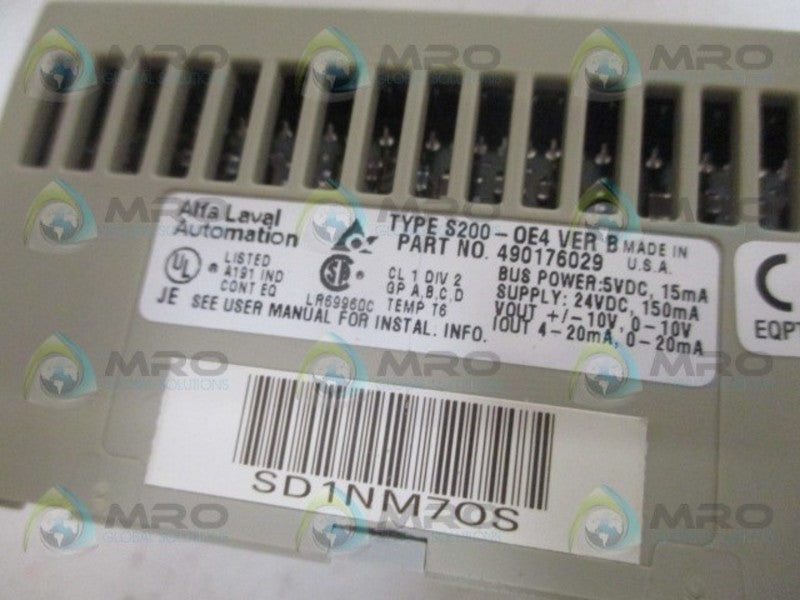 ALFA LAVAL 200-OE4 SATT CONTROL 490176029 UNMP