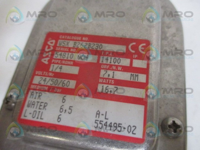 ASCO WSXB262B230 VALVE 24V 1/4" UNMP