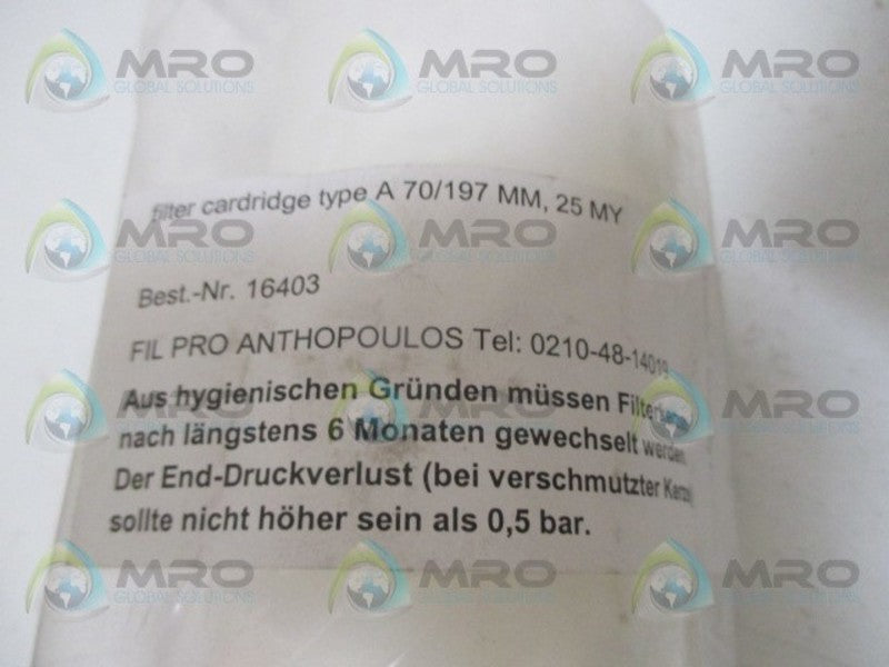 FIL PRO ANTHROPOULOS 16403 FILTER CARTRIDGE NSMP