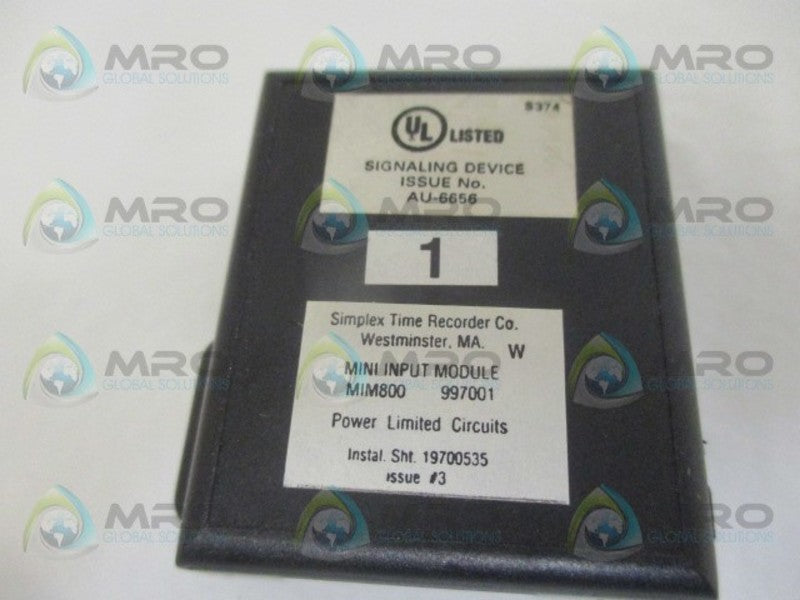 SIMPLEX TIME RECORDER MIM800 INPUT MODULE 555.800.001 UNMP