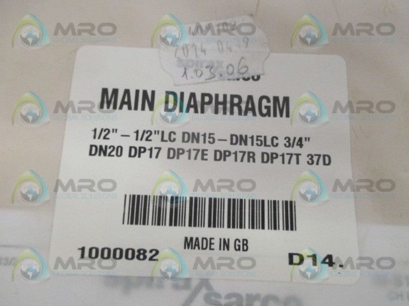 SPIRAX SARCO DN15 1000082 MAIN DIAPHRAGM 1/2"-3/4"   NSMP