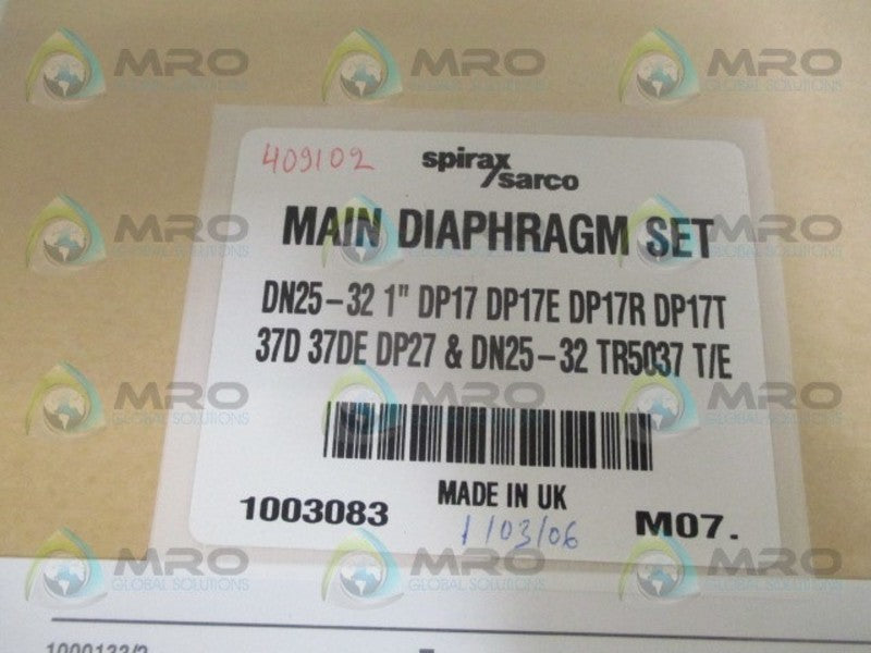 SPIRAX SARCO DP163 1003083 MAIN DIAPHRAGM SET 1" NSMP