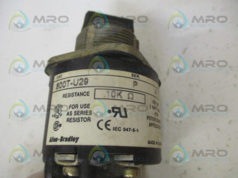 ALLEN BRADLEY 800T-U29 SER. P POTENTIOMETER *USED*