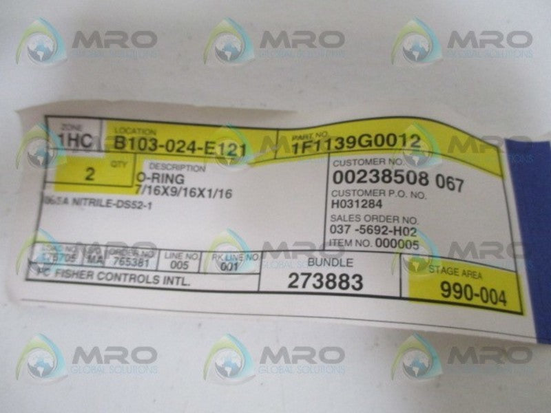 FISHER 1F1139G0012 O-RING NSNP