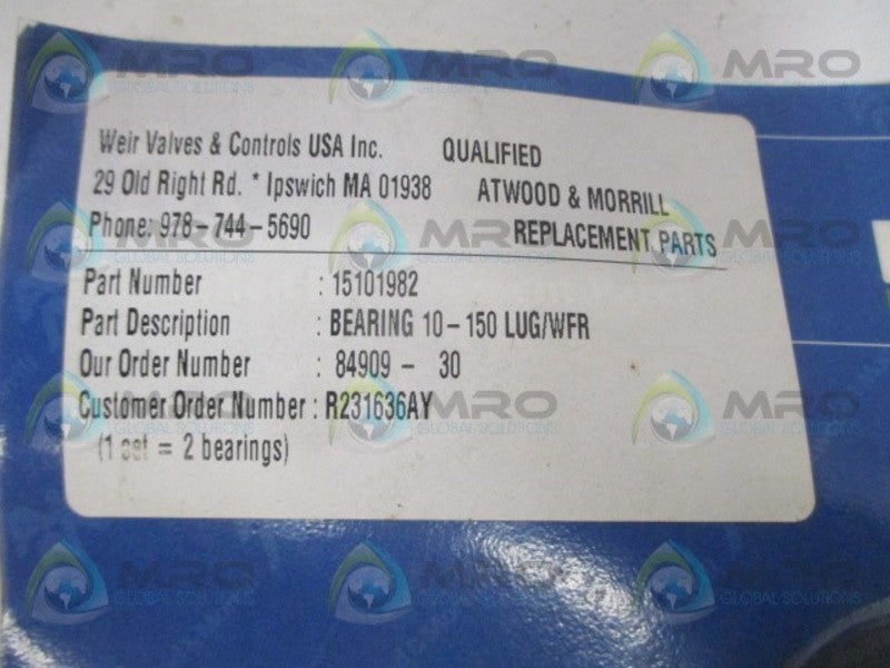 ATWOOD & MORILL 15101982 BEARING KIT NSMP