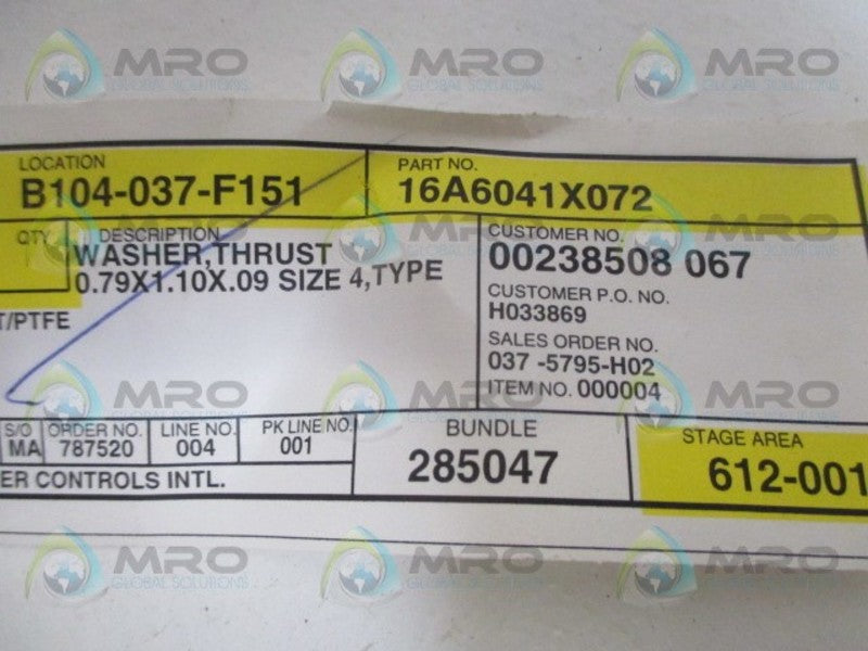 FISHER 16A6041X072 THRUST WASHER NSNP