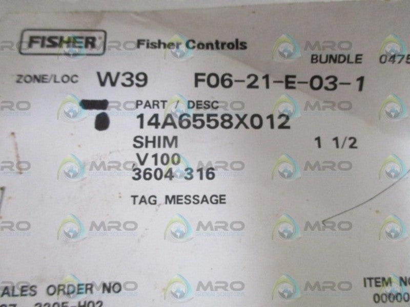 FISHER 14A6558X012 SHIM NSNP