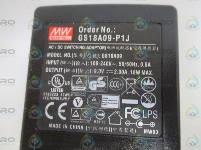 MEANWELL GS18A09-P1J AC/DC SWITCHING ADAPTOR NSMP