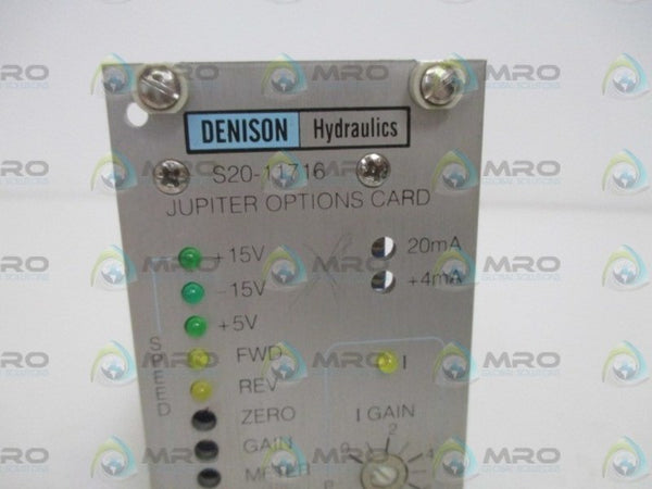DENISON HYDRAULICS S20-11716 JUPITER OPTIONS CARD UNMP