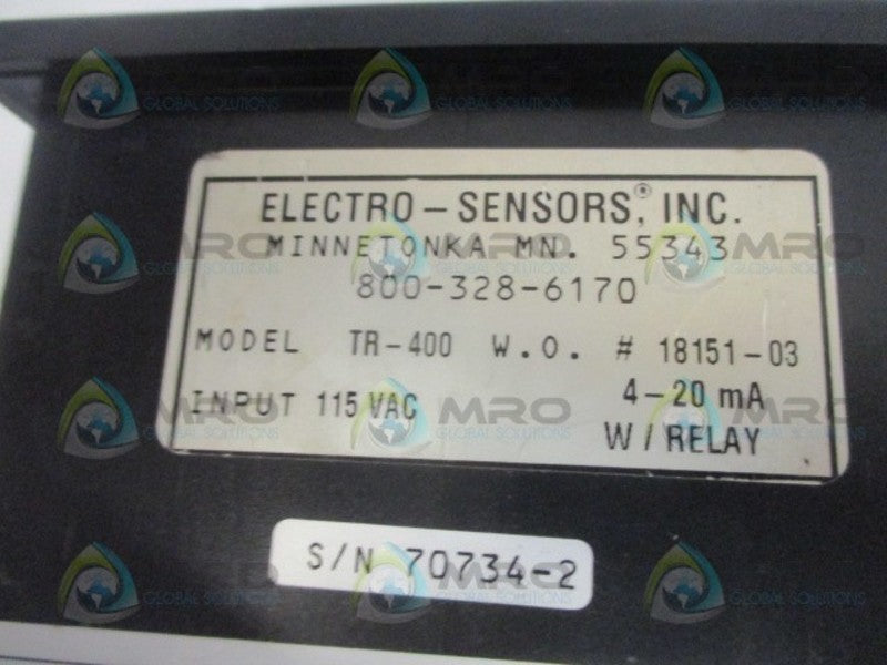 ELECTRO SENSORS TR-400 RATEMETER 115VAC UNMP