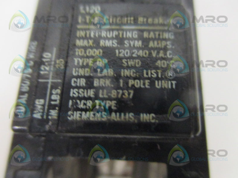 SIEMENS HACR120 CIRCUIT BREAKER 20A NSNP