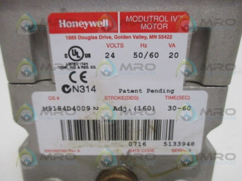 HONEYWELL M9184D4009 MODUTROL ACTUATOR MOTOR 24V UNMP