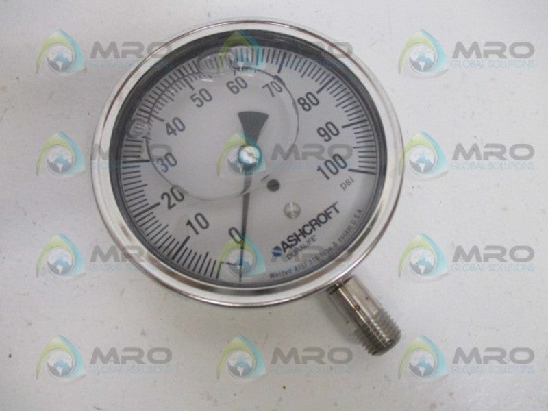 ASHCROFT 35-1009-SWL-02L-100# PRESSURE GAUGE 3-1/2" 100PSI NSMP