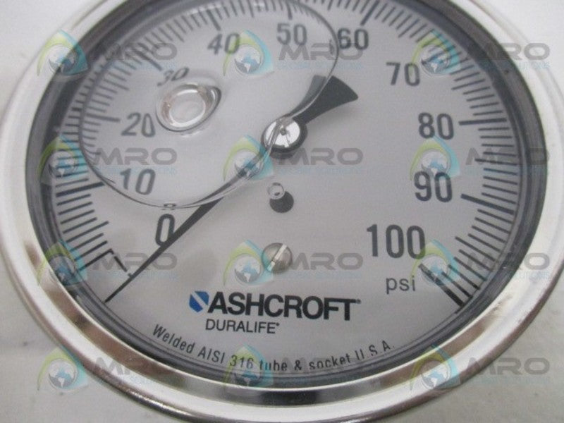 ASHCROFT 35-1009-SWL-02L-100# PRESSURE GAUGE 3-1/2" 100PSI NSMP