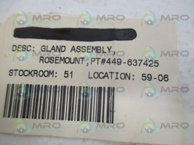 ROSEMOUNT 449-P37425 GLAND ASSEMBLY NSNP