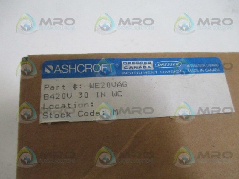 ASHCROFT B240V 20PSI PRESSURE SWITCH 30" WC NSMP