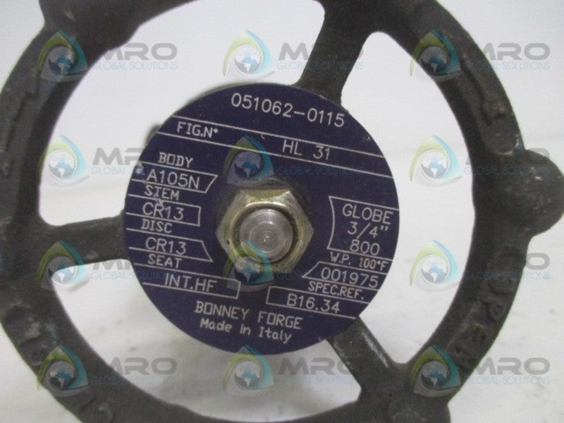 BONNEY FORGE 051062-0115 VALVE 3/4" NSNP