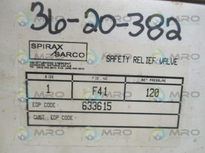 SPIRAX SARCO F41  633615 SAFETY RELIEF VALVE NSMP